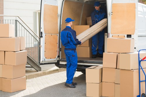 Removal team preparing a move in Wandsworth residential street