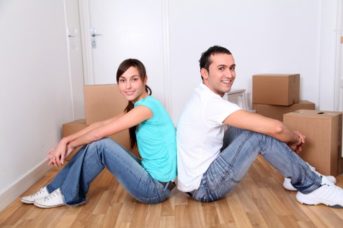 Packed boxes and furniture prepared for a local home removal