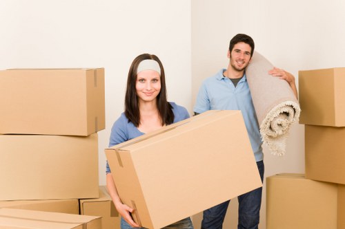 Packed moving boxes prepared for a property in Wandsworth