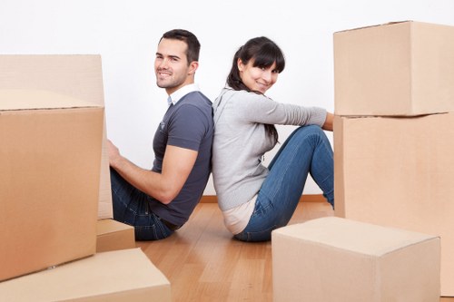 Office relocation equipment prepared for transport in Wandsworth